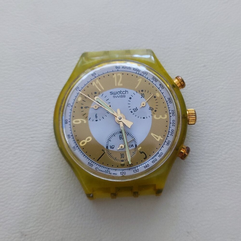 Vintage 1993 Swatch "Golden Globe" Chronograph Watch